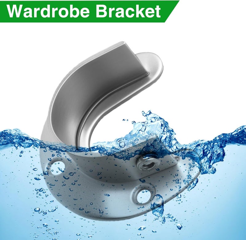 Haikole Heavy Duty Closet Rod Bracket - 2 Pack Stainless Steel U-Shaped Flange Sockets for 1-1/2" Rods, Rust-Proof Wall Mount Brackets with Screws & Anchors, Kitchen/Bathroom/Balcony Organizer(Silver) - Image 4